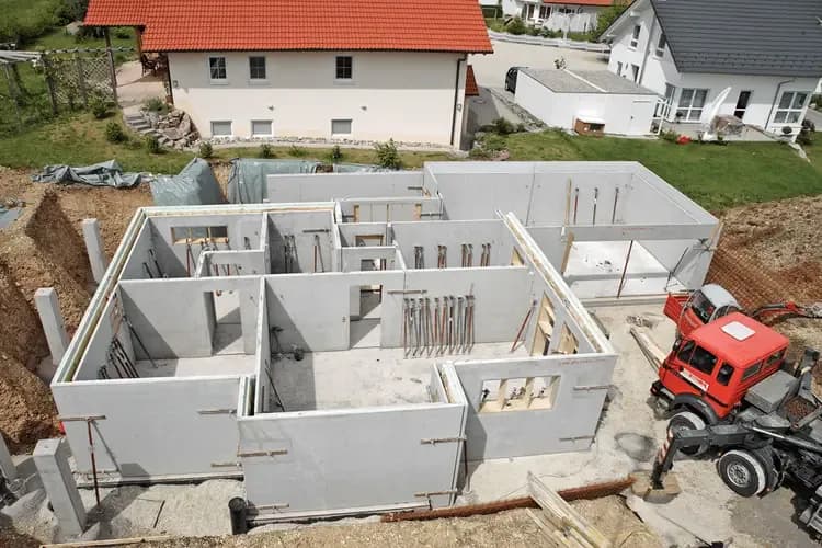 Rohbau eines Kellers beim Hausbau